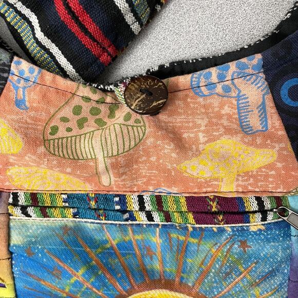 Rising International Shoulder Bag Multicolor Graphic Eye Hippie Mixed Print Boho - Picture 3 of 7